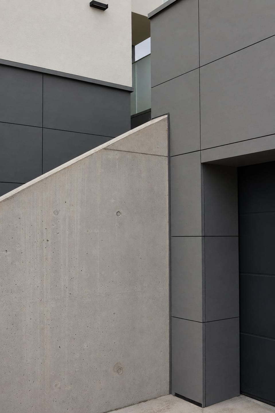 Exterior material detail at the completed family home