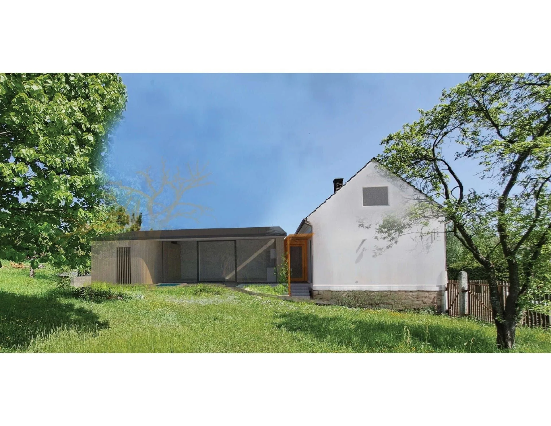 Visualisation of a new extension adjoining a traditional family house